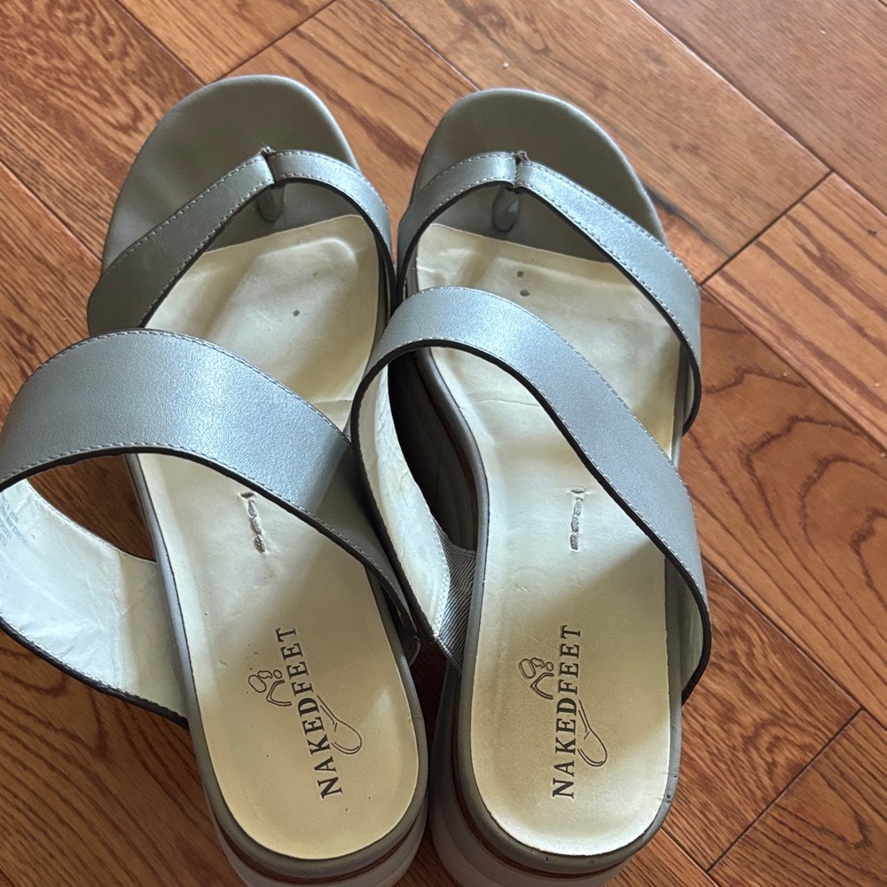 Naked Feet Women's Metallic Silver Sandals